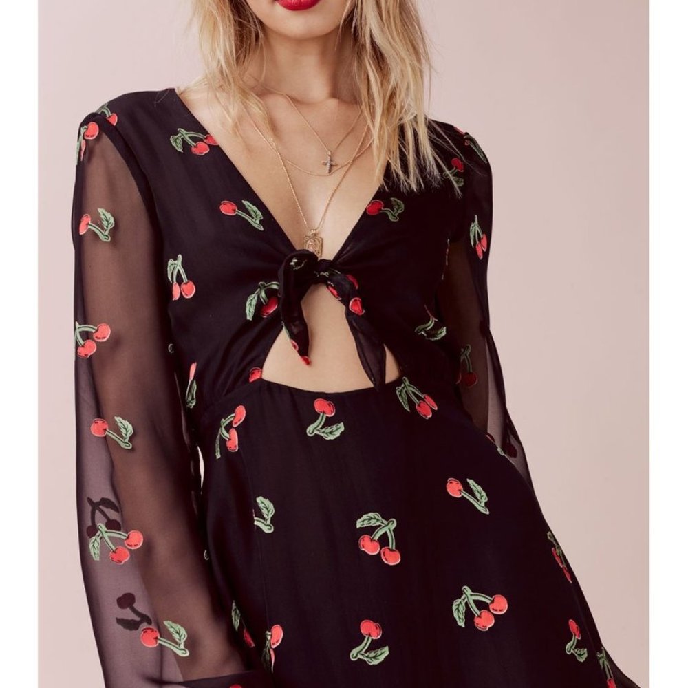 For Love & Lemons Cherry Twist Mini Dress L